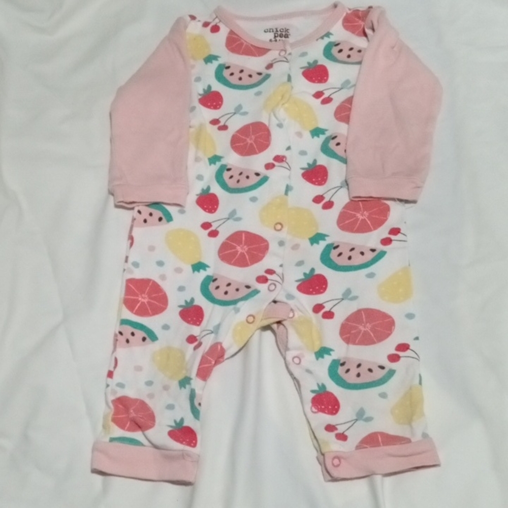 Chick Pea Pink and Multicolor Fruit Print Footie